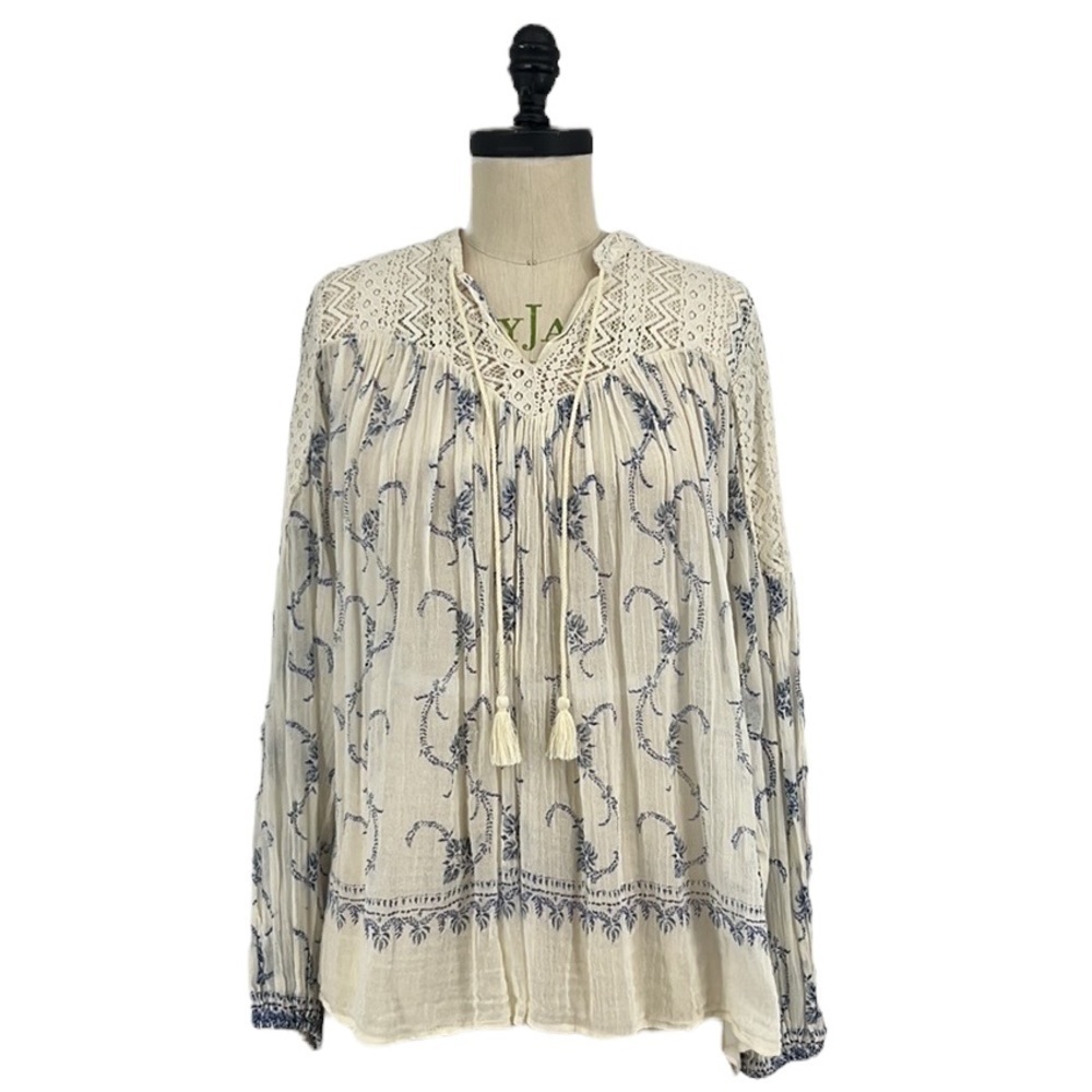 DENIM & SUPPLY Ralph Lauren BOHO floral Gaze & lace oversized longsleeve SZ S